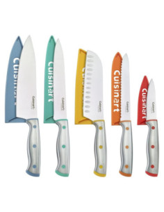 SET DE CUCHILLOS CUISINART ACERO INOX. 10 PCS ANTIADHERENTE COLORES
