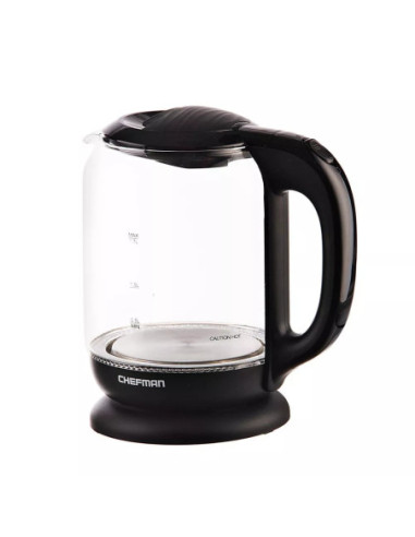 TETERA ELECTRICA CHEFMAN INALAMBRICA 1 7LTS LUZ LED JARRA DE CRISTAL NEGRO